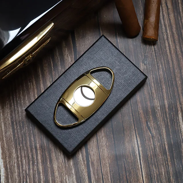 double blade stainless steel custom cigar cutter with box black and gold cigar cutter luxury set
