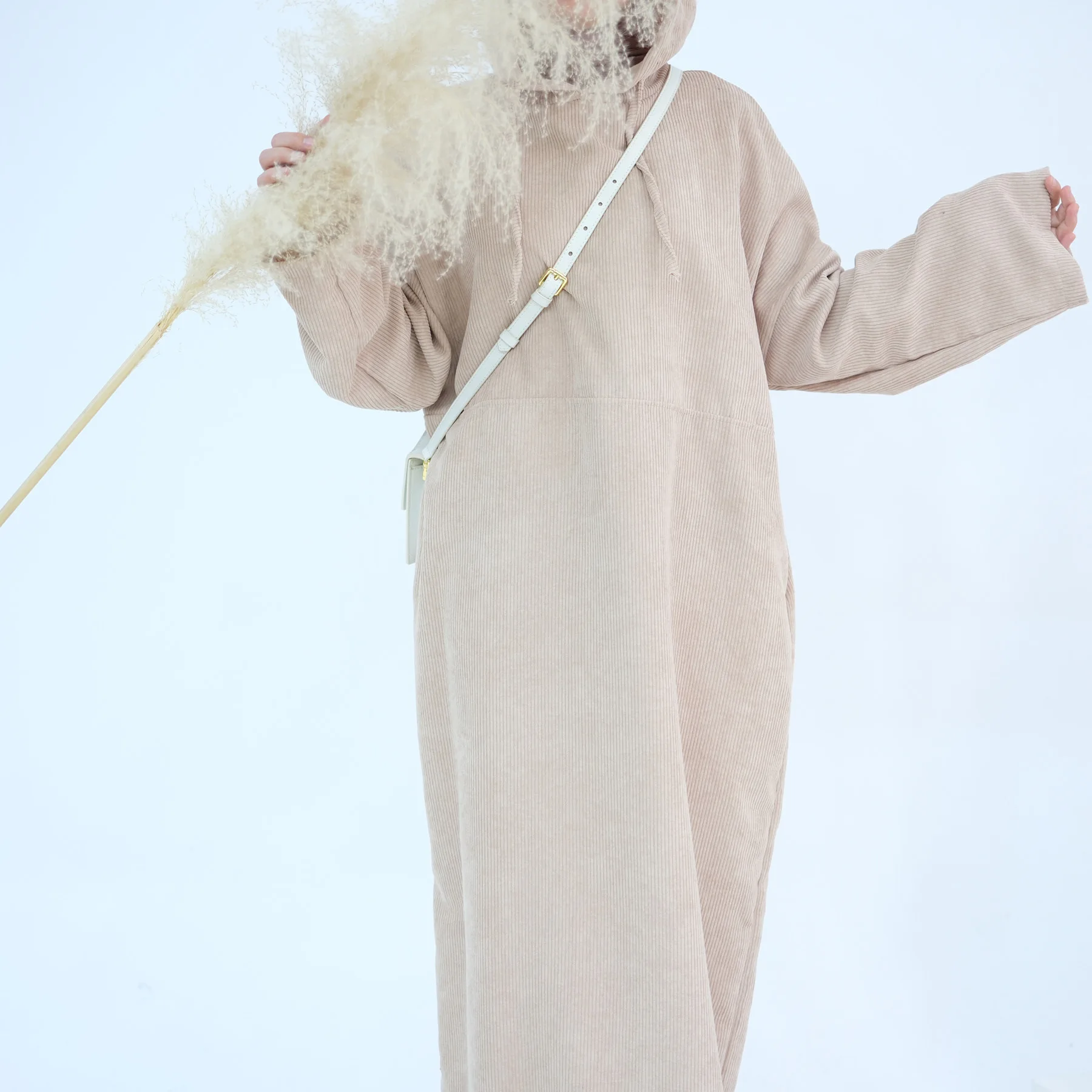 Solid Color Hoodies Women Long Sleeve Abaya Dubai Jumper Sweatshirt Dresses Plain Warm Shirt Ladies Hooded Dresses