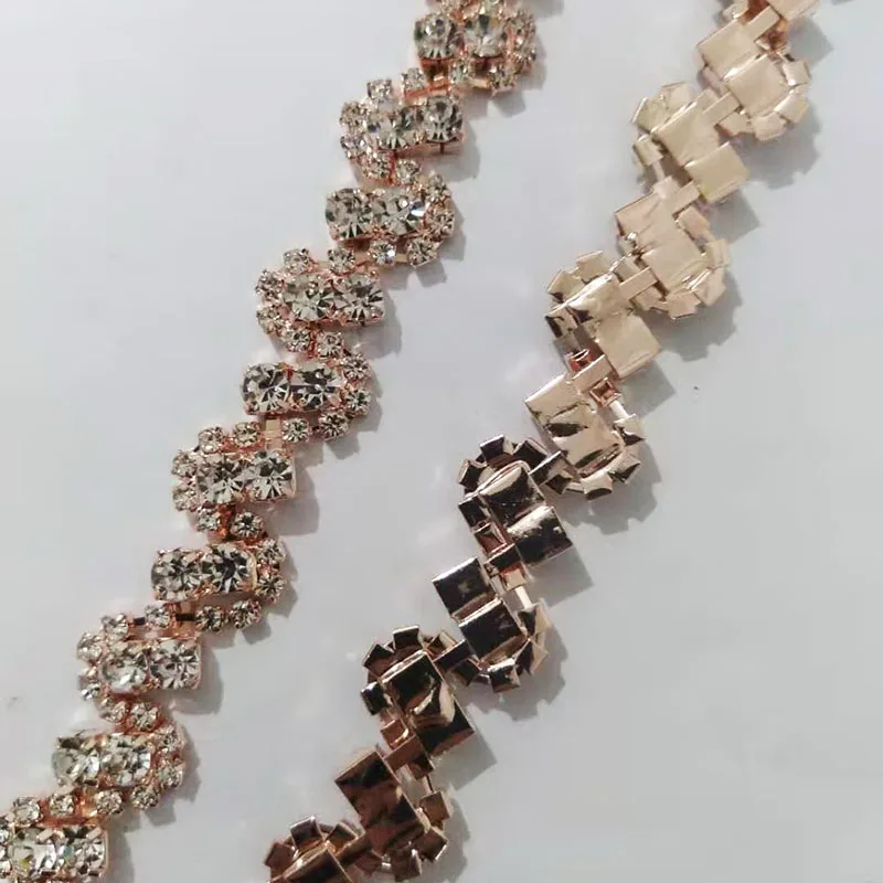 Wholesale Crystal Rhinestone Chain Trimming Bridal Sash Rhinestone Trim Applique Wedding Belt Garment Accessories RC70528