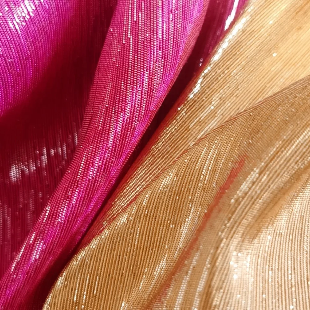 Red gold fabric metallic yarn woven poly faille fabric for garments lame gold fabric