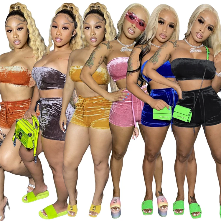 
D96529 2021 sleeveless solid color breast wrap suit two piece set women clothing women 2 piece pants set D96529 2021 sleeveless solid color breast wrap suit two piece set women clothing women 2 piece pants set