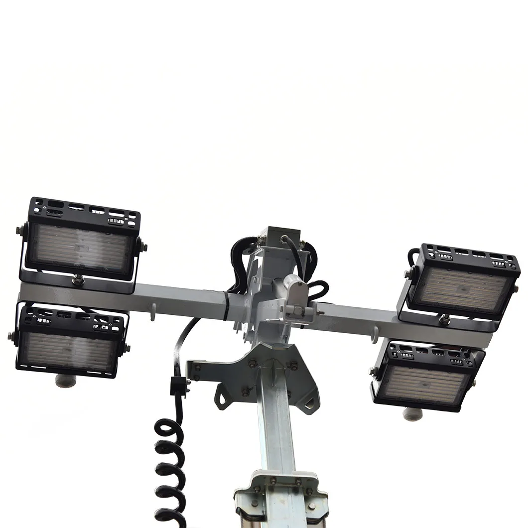 Clean energy Lithium battery LED solar light tower trailer