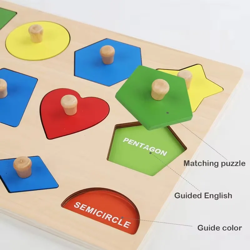 Kids Montessori Toy Shape Peg Puzzles Color Matching Sorting Geometry Graphics Preschool Learning Toys