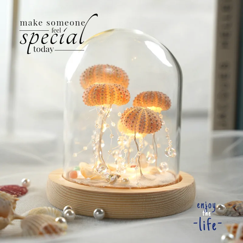 Led creative sea urchin shell jellyfish lamp for family group building activity handmade DIY night light