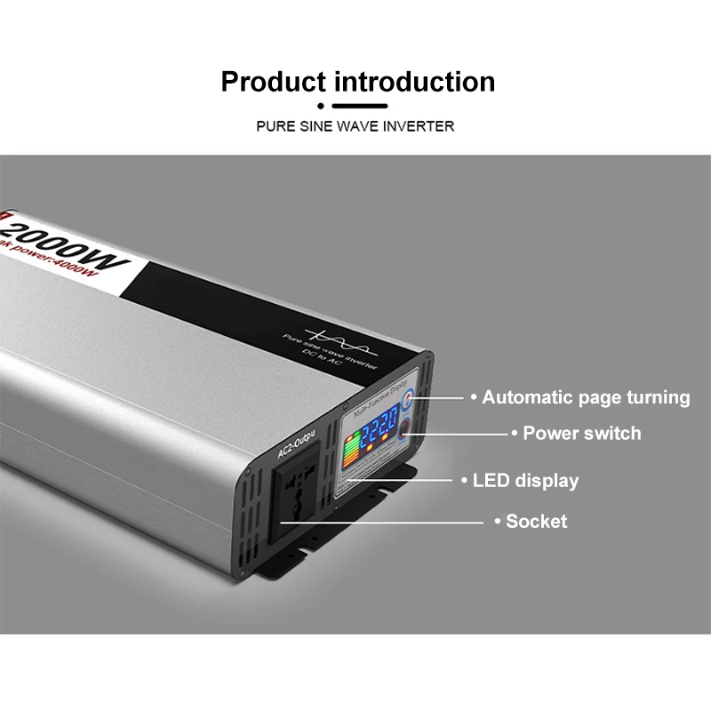 Wholesale 2000W High Power Off Grid 12V 24V 48V Solar Pure Sine Wave Inverter To Car Truck RV Voltage Converter