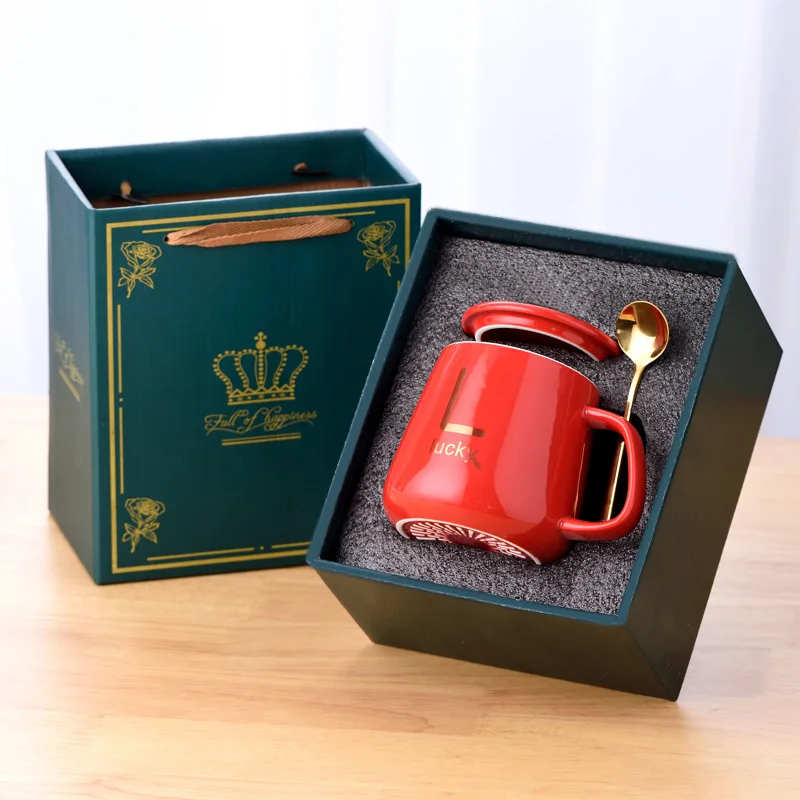 Brand new design 400ml Gift Box Smart Thermal Insulation Temperature Control Multicolor Ceramic Coffee Mug Gift Box Set