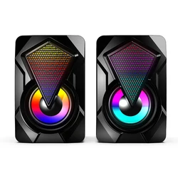 Hot Sales X2 Colorful LED Light RGB PC Speaker Wired USB Power Computer RGB LED Gaming Speaker