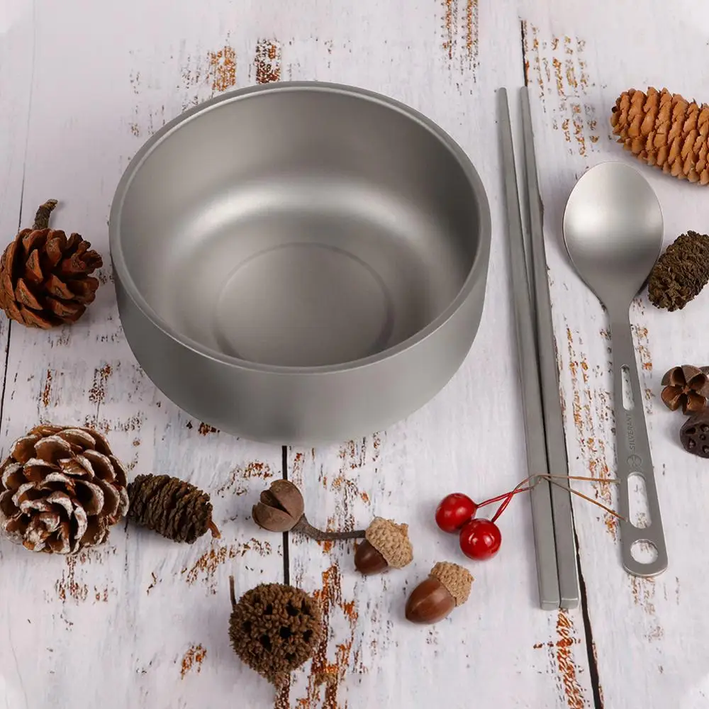 Double wall outdoors camping edc equiment titanium bowl  for backpacking
