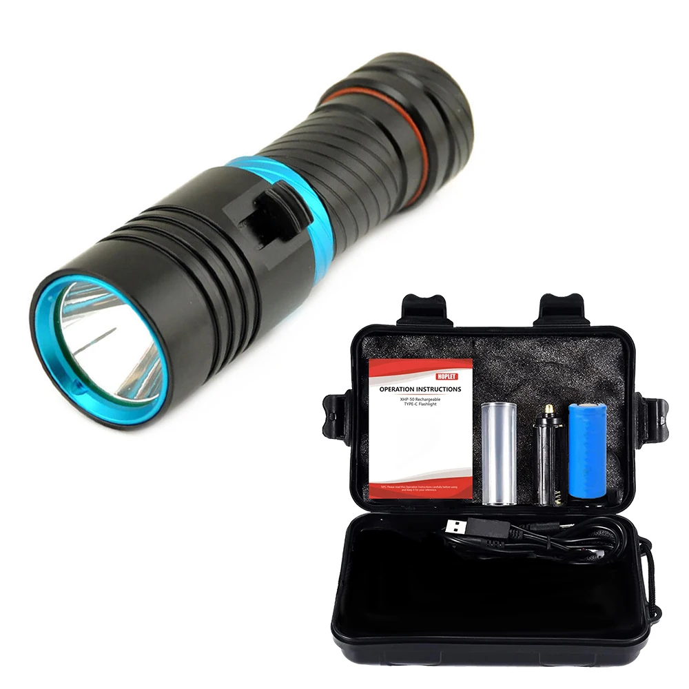 Stepless dimming Submarine Lamp 100m Waterproof taschenlampe T6 LED Diving Torch 1200Lumen Diving underwater flashlight