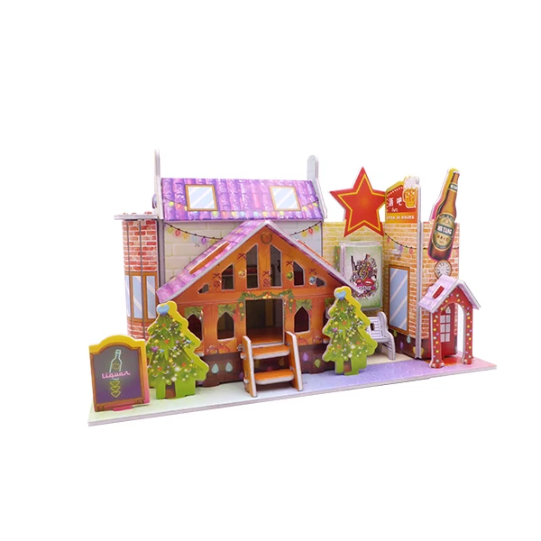 Eco friendly house building toy DIY miniature house gift for kids Educational EPS dollhouse model Colorful EPS foam house model