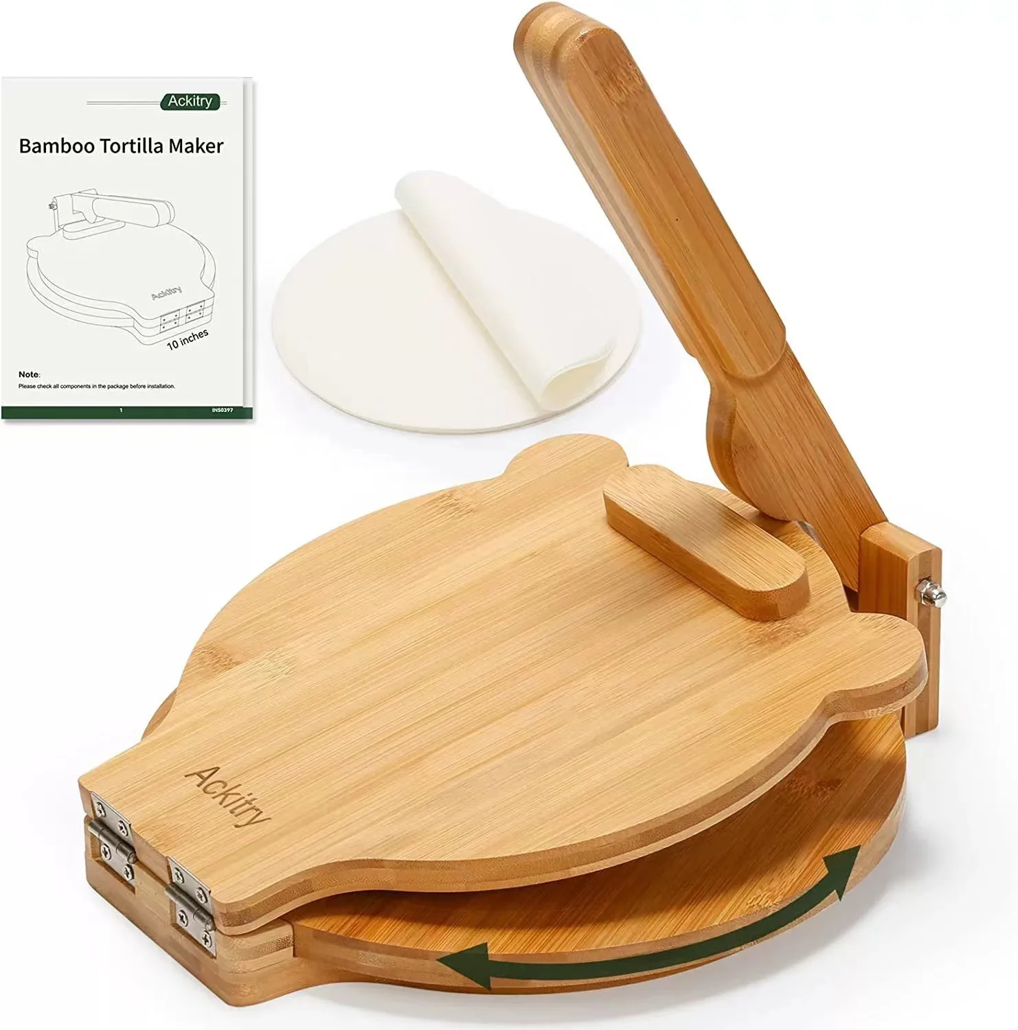 Bamboo kitchen cake press simple wind household manual wood dumpling wrapper tortilla press pizza press and Tortilla Maker