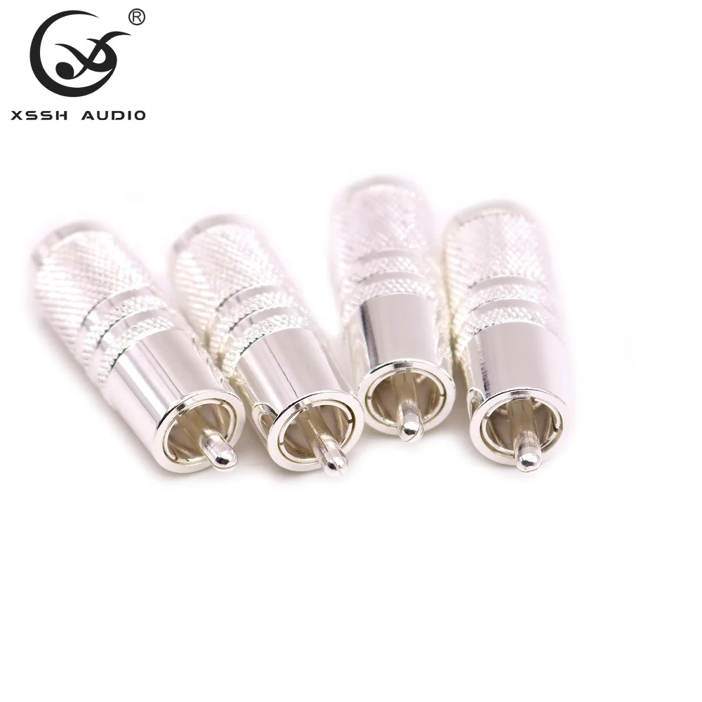 RCA Plug YIVO XSSH Audio Hi-End HIFI DIY Audio Video Brass Plated Silver VGA AV Connector RCA Adapter Jack for 10mm Cable Wire