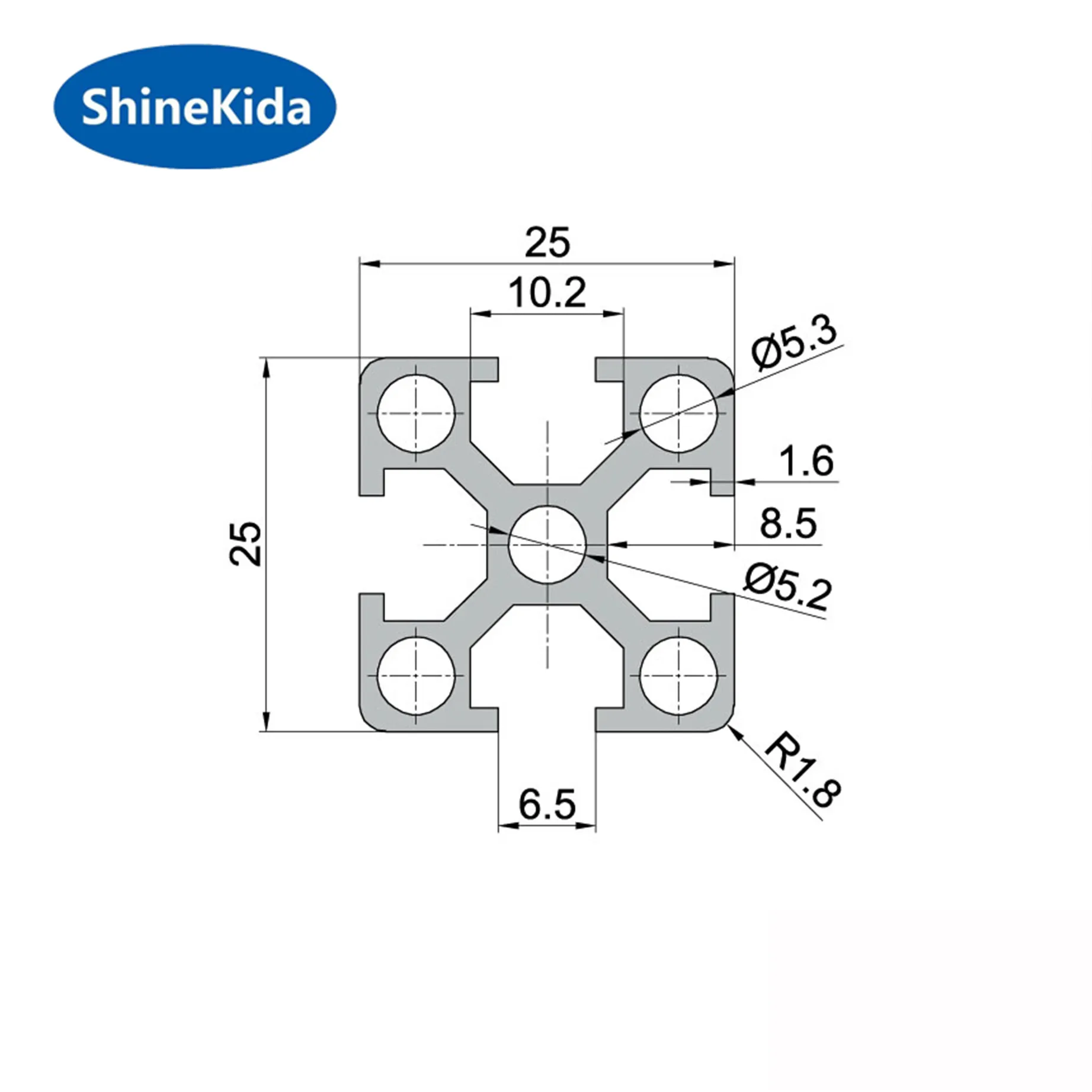 25x25 Алюминиевый Специальный профиль 2525 t