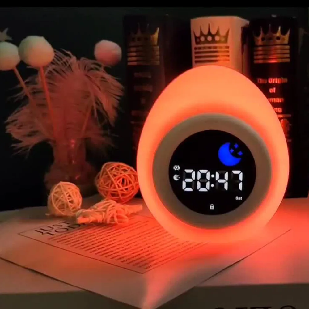 Baby Cute Training Room Alarm Clock Owl Night Light With Music Children Kids Sleep Trainer 6 Soothing Sounds