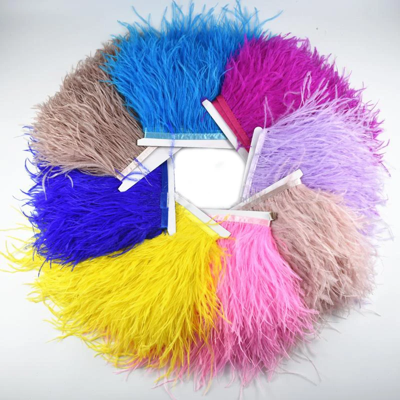 Good Quality Dyed Ostrich Feather Fringe Fabric