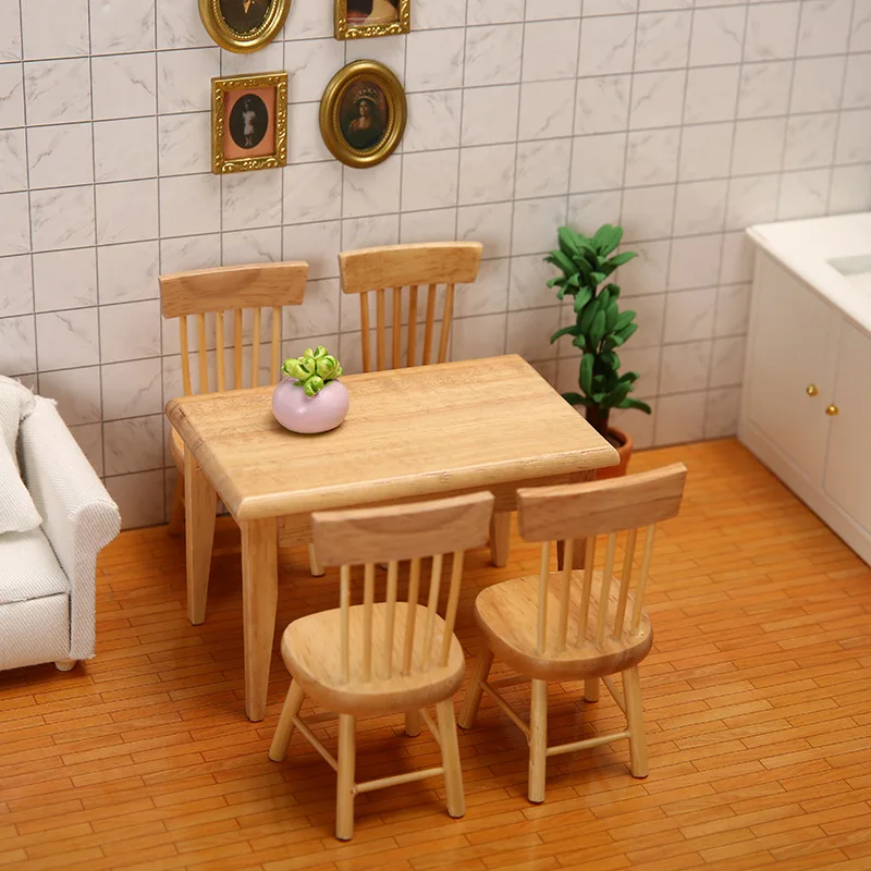 High Quality Wooden 1:12 Dollhouse Furniture Doll House Kitchen Miniature Dollhouse Accessories of Dining Room Accessory