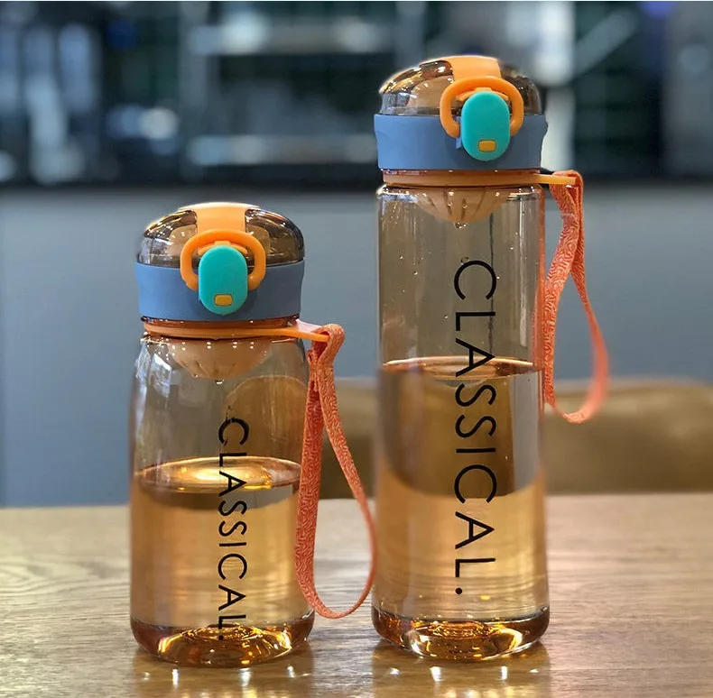 Plastic Kids Water Bottle With Straw Cute Printing Child Drink Water Bottle Reusable Water Bottles Sports