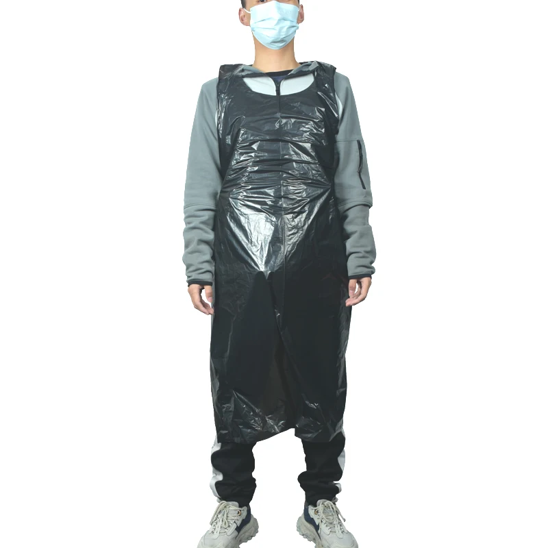 Factory direct selling high quality disposable black plastic apron for hairdresser