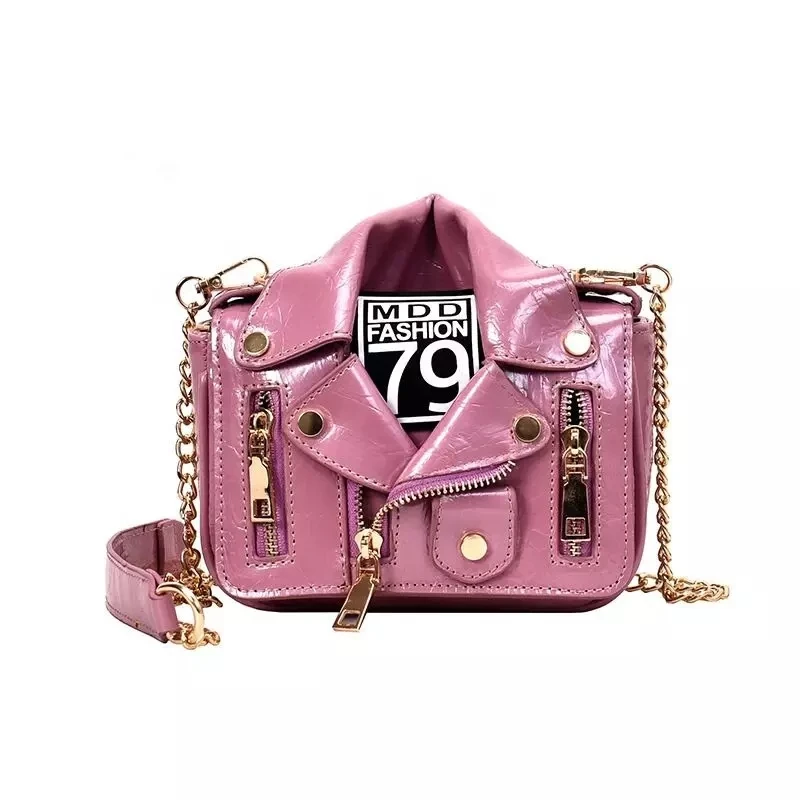 
2021 Trend Unique Bags Jacket Shaped Shoulder Jelly Crossbody Bag Handbags Moneybag Party Purse Red Pu Leather Chain Bag 