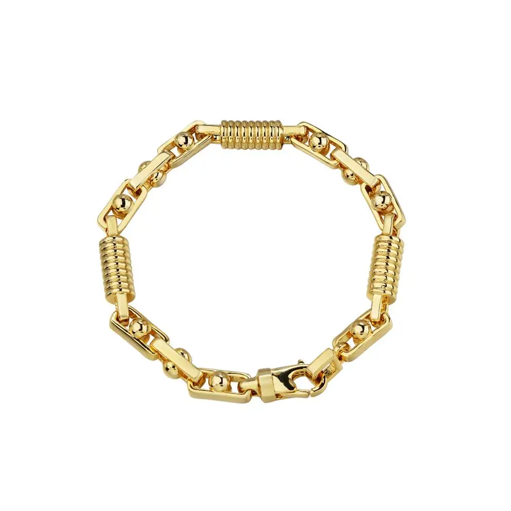 Luxury Mens Mixed Silver Brass Gold Metal Cool Anti Tarnish 18K Saudi Gold 10K Pvd Puerto Chain Bracelets