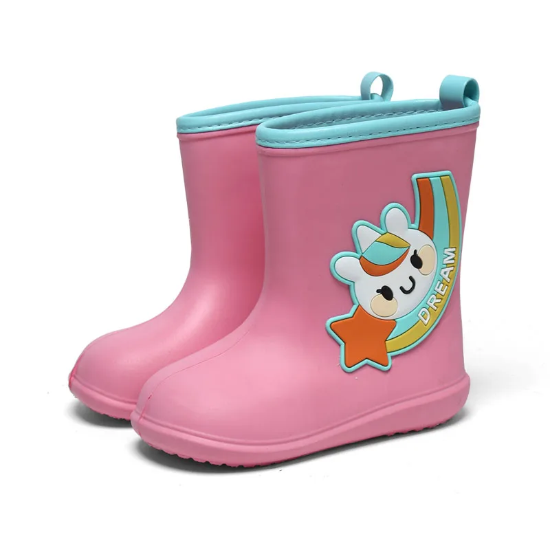 EVA Lightweight Waterproof Non-Slip Girls Boys Boots Lovely Cartoon Shoes Dinosaur Animal Patterns Toddler Children Rain Boots