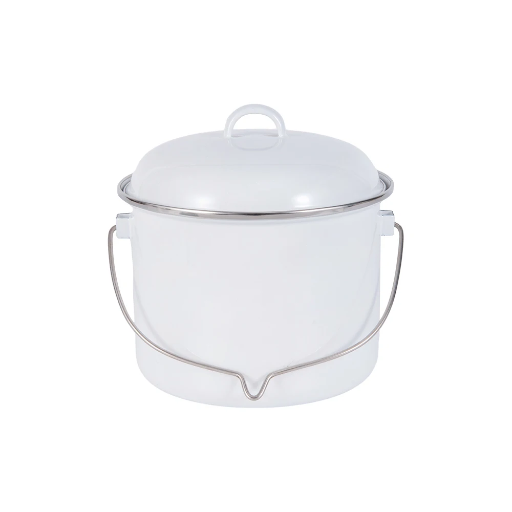 Manufacturer Wholesale Camping Outdoor 3000ml Over Fire Enamelware Vintage White Enamel Pot