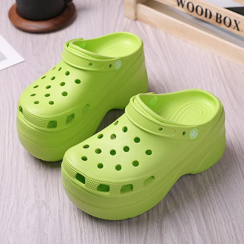 Clogs Wholesale China Clog-sandals With Insole Shoes Stock Thick Sole High Heel Clog Platform Women