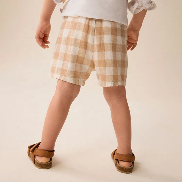 Latest Fashion Casual Checkers Summer Knitted Jogger Baby Toddler Shorts For Kids Shorts