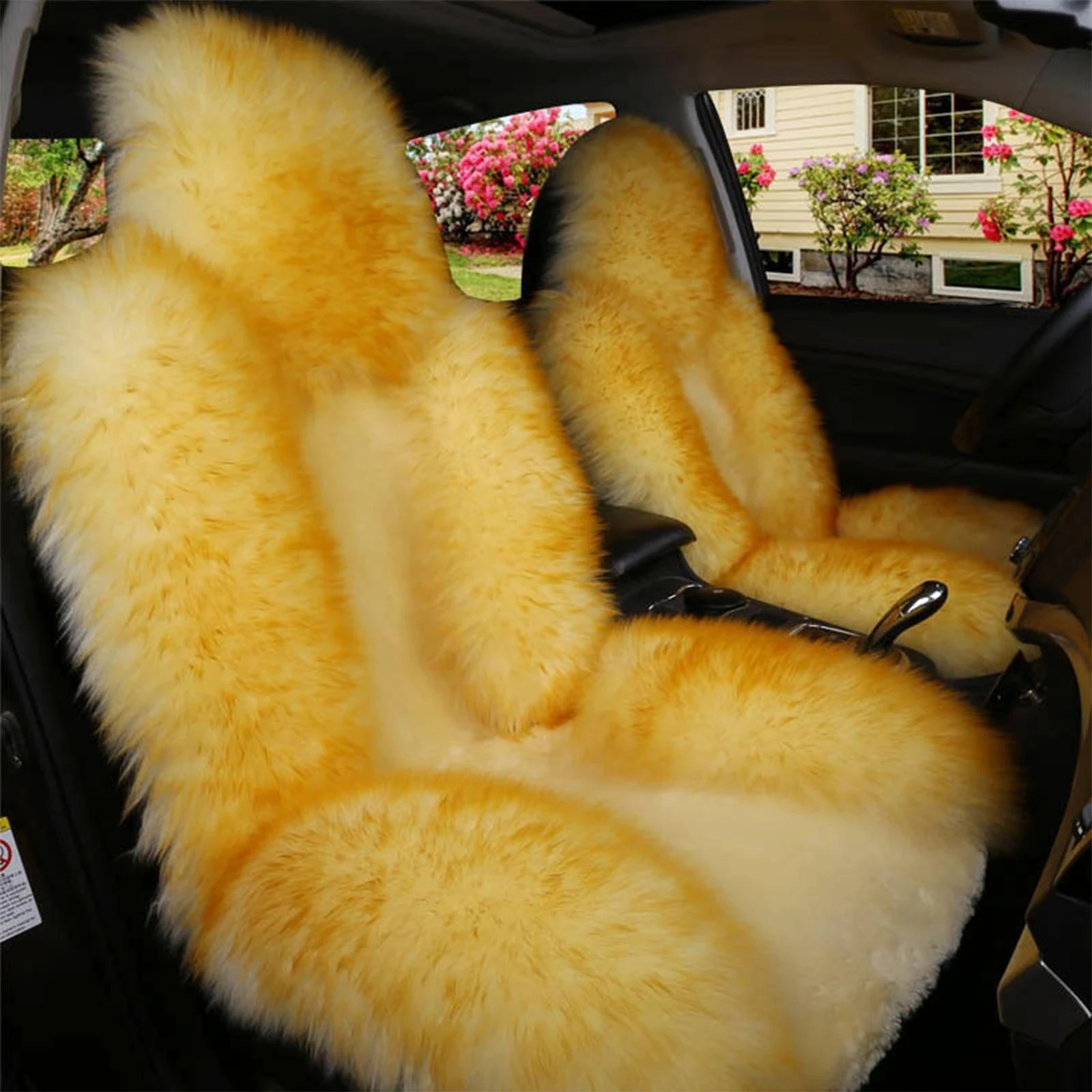 Sheepskin Winter Warm Fur Seat Cover Wool Seat Cushion Front Car Seat Cover