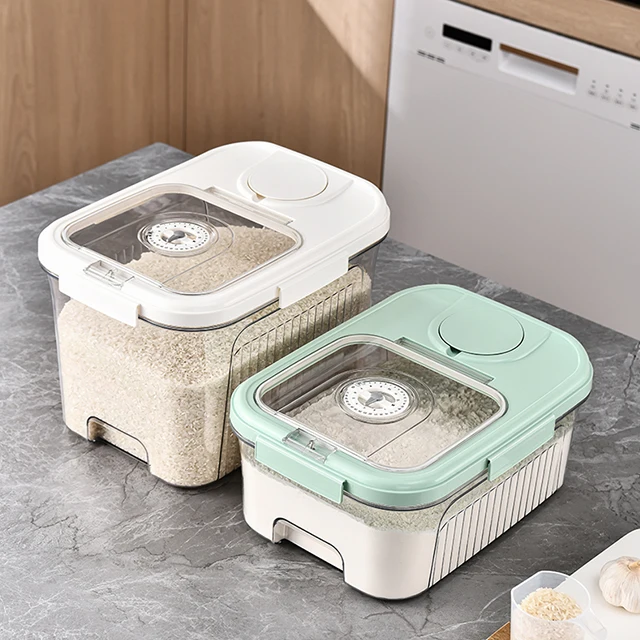Kitchen Insect-proof Moisture-proof Sealed Grain Beans Container Storage  Clear Transparent Rice Barrel For Home And Commercial