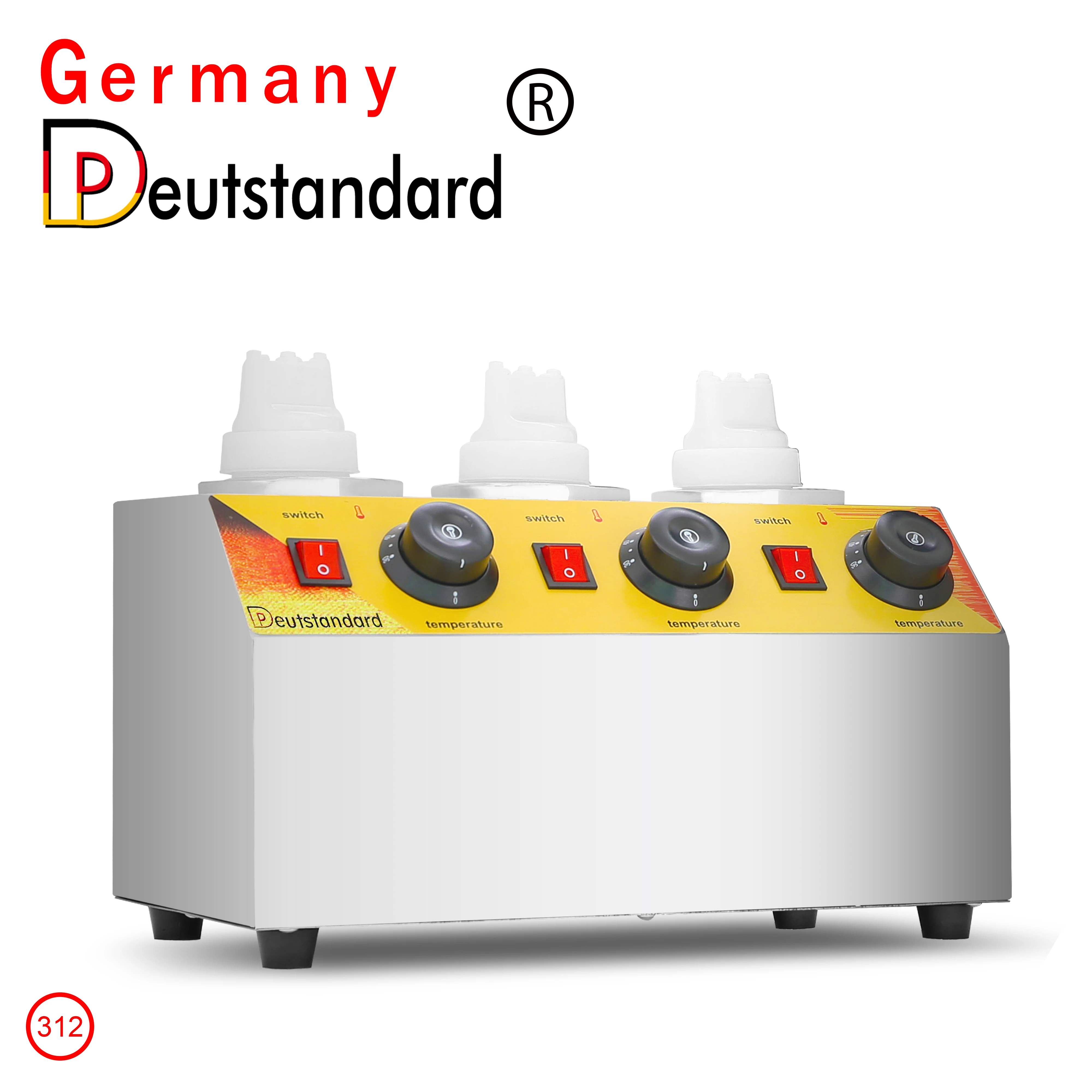 3 bottles chocolate ketchup sauce jam spread warming warmer showcase machine