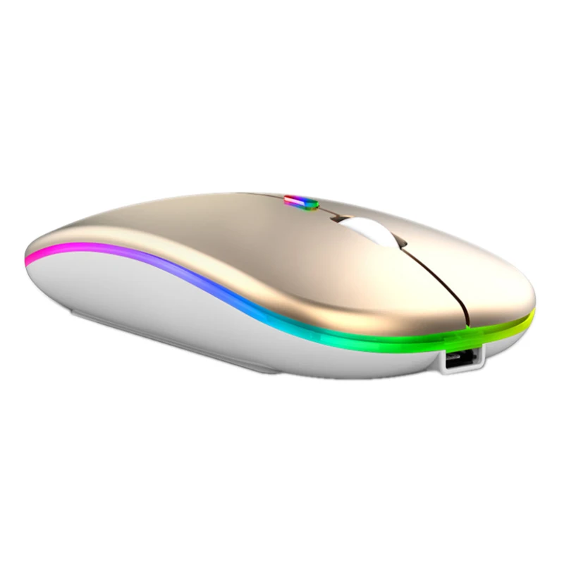 
New Ultra-Thin Computer Mouse Rechargeable Lithium Battery LED Colorful Lights 2.4Ghz Optical Gaming Wireless Mouse 