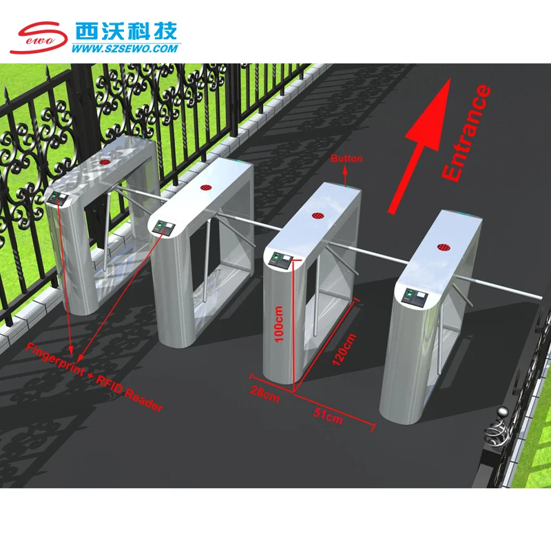 SEWO Automatic Tripod Turnstile Gate with factory price for Pakistan Speed Gate Turnstile Pass Price