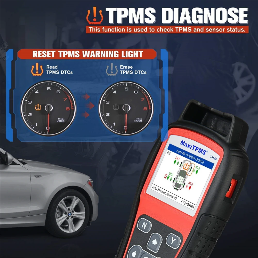 Автомобильный диагностический сканер TS508 TPMS