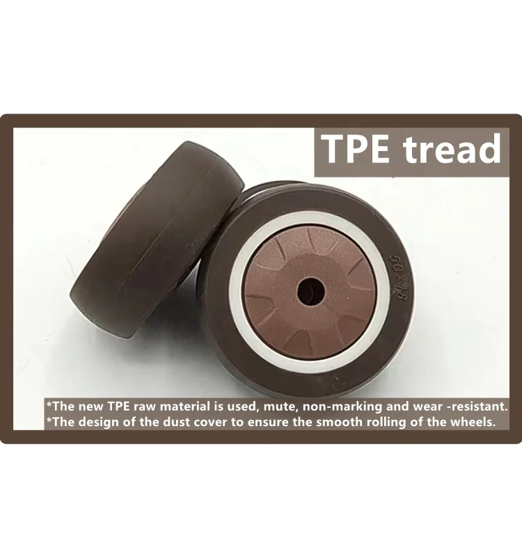 Hot sale light duty 1/1.5./2 inch gray brown mute effect spcc material furniture caster wheel TPE universal brake caster wheel