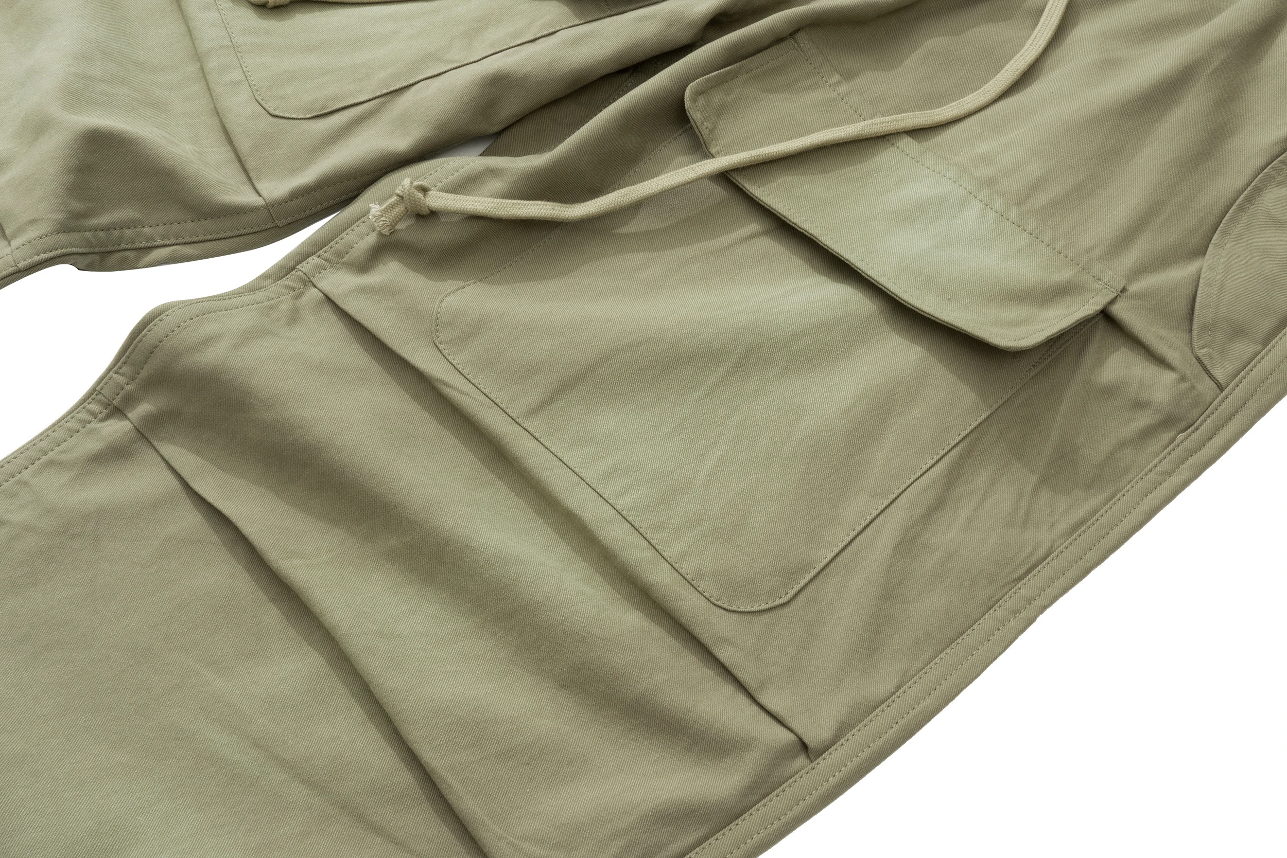 Men women wash water old drawstring streamer multi pocket overalls trousers winter sports army green pants