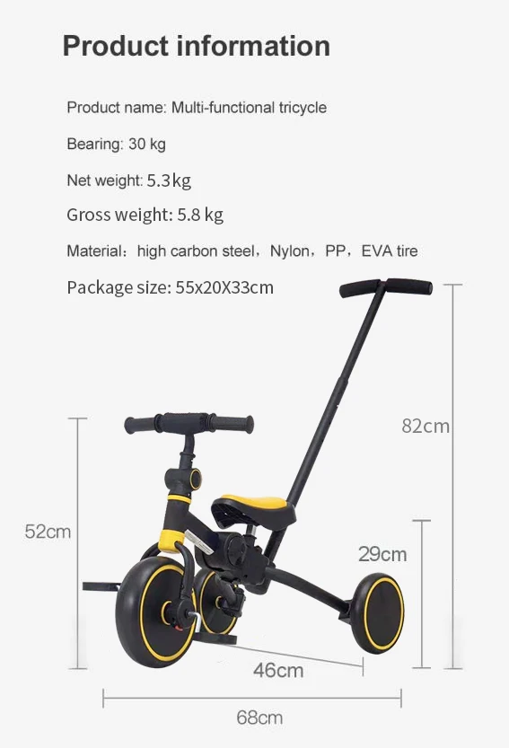 triciclo per bambin 2022 CE EN71 China factory high quality multi-function 3-4-5 en 1 baby tricycle