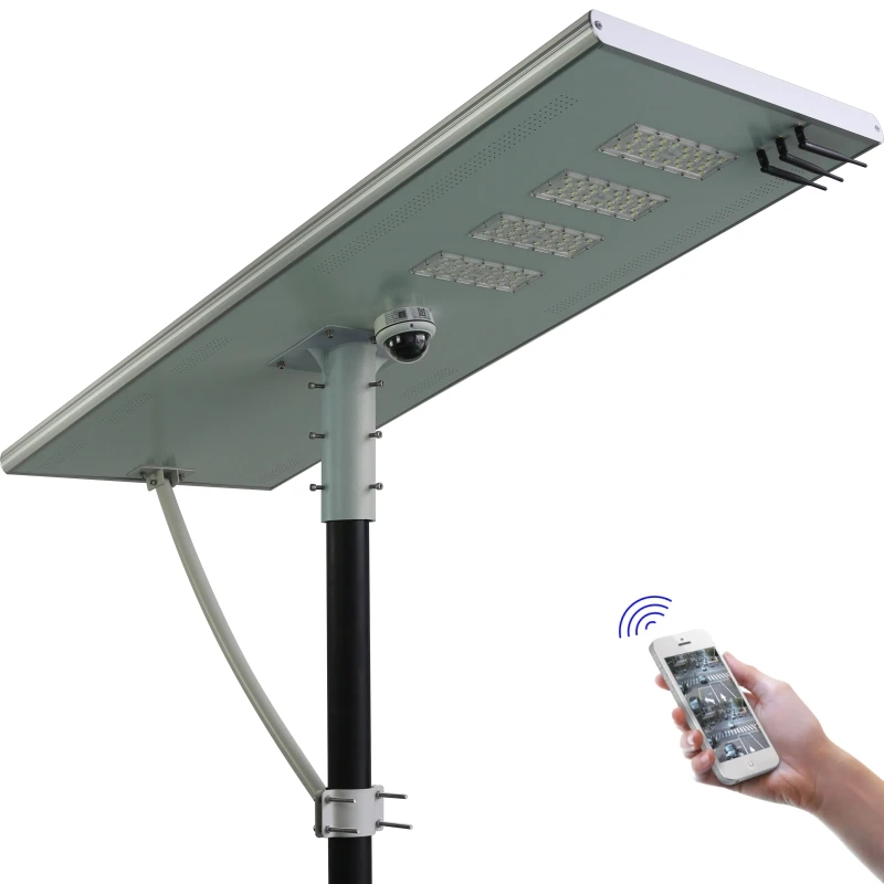 High bright 30W 50W 100W 150 watt solar ip camera with led street light//