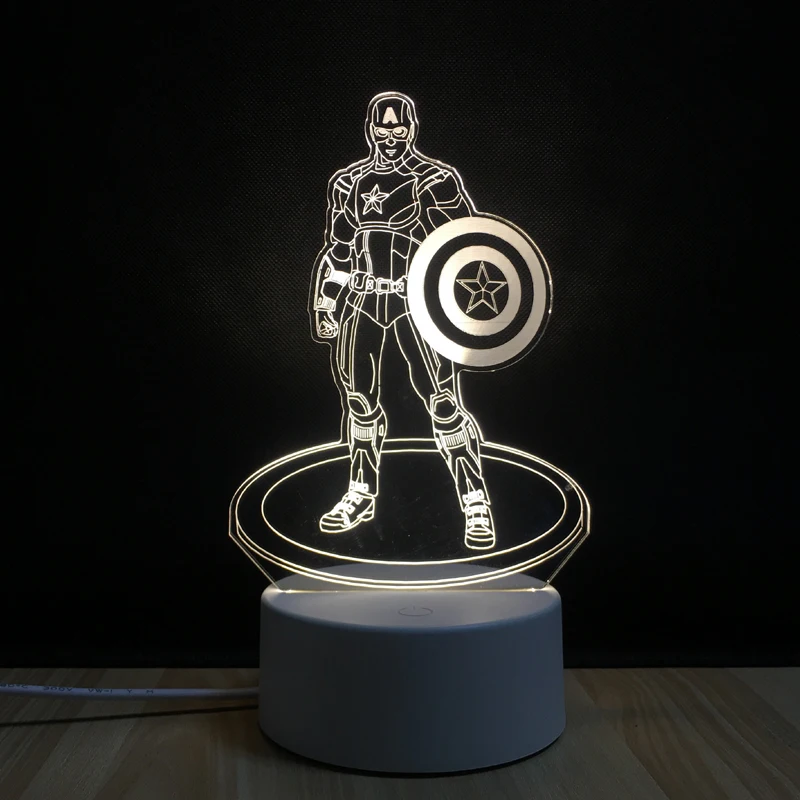 Captain America Shield Legend 3D Led Optical Illusion Lamp 1 Color Night Light Little Boys Bedroom Decor Child Desk Lamp
