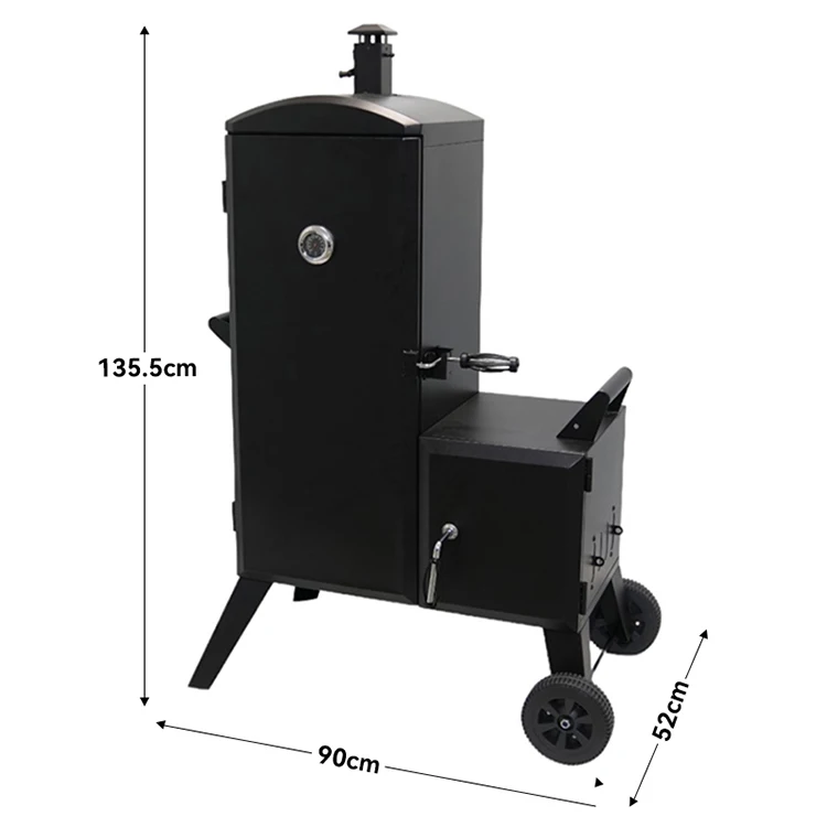 Custom Wide Body 6-Layer Smoker Bbq Grill Two Wheels Vertical Charcoal Barbecue Offset Smoker
