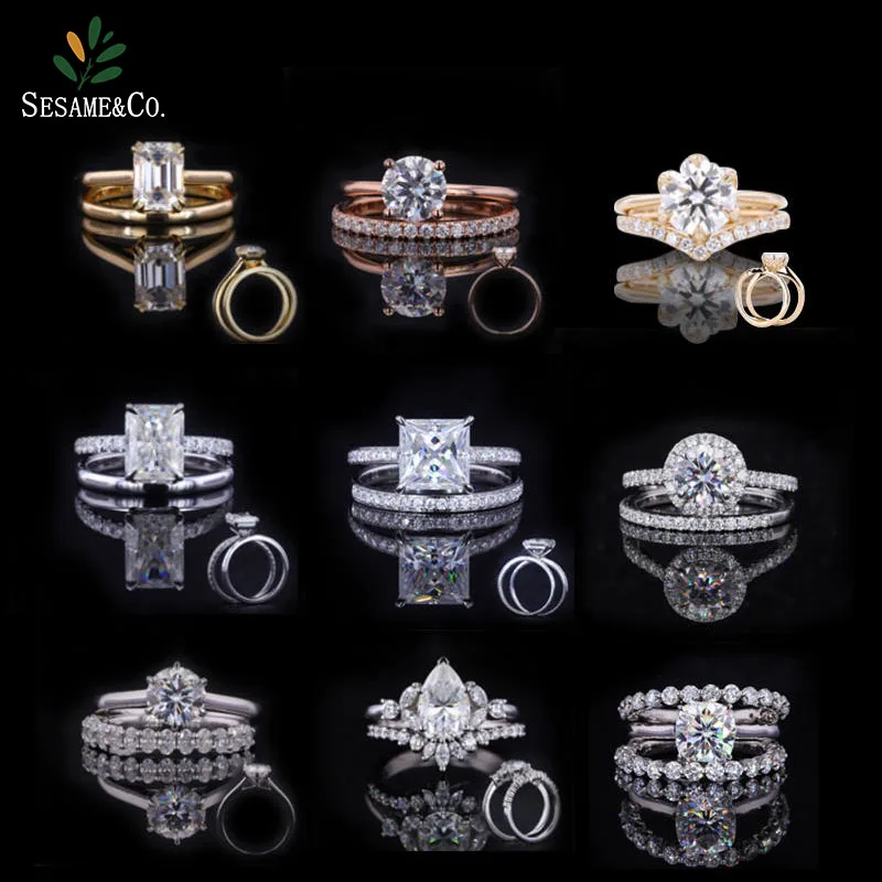 Factory Custom moissanites diamond jewelry 9K 10K 14K 18k soild gold engagement wedding ring