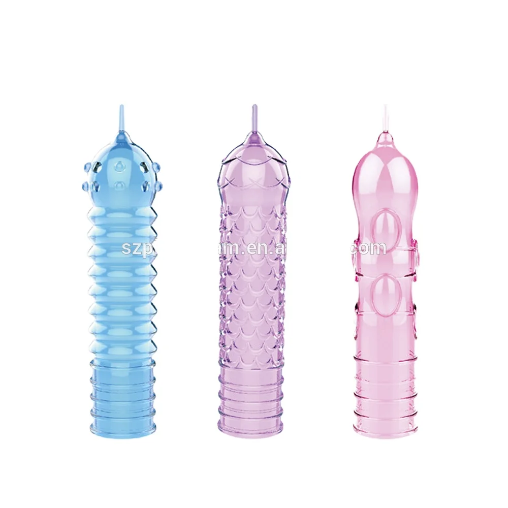 Three Colors TPE Spike Cover Shape Fashionable Unique Soft Delay Crystal Penis Sleeve Textured Extension Condoms