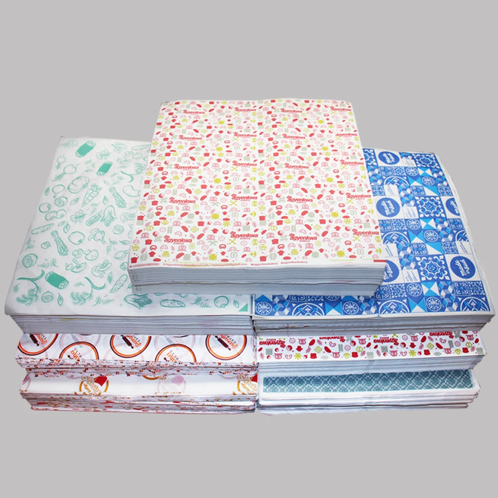 Custom Printed Logo food safe grade Burger Packaging Wrapping Paper, Greaseproof Wax food packing pape