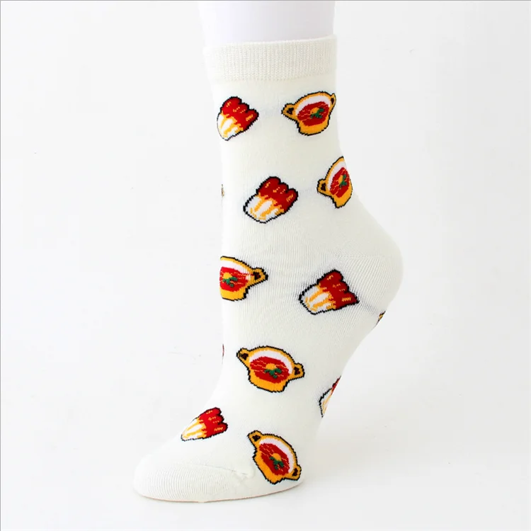 Wholesale food patter cake pizza Biscuit Beer crew cotton socks