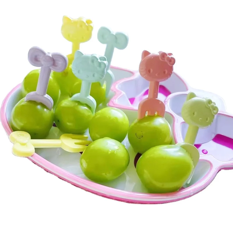 Rnnjoy 10pcs cute fruit fork spoon fork tableware set Cartoon children tableware set Kulomi Melody Food grade plastics wholesale