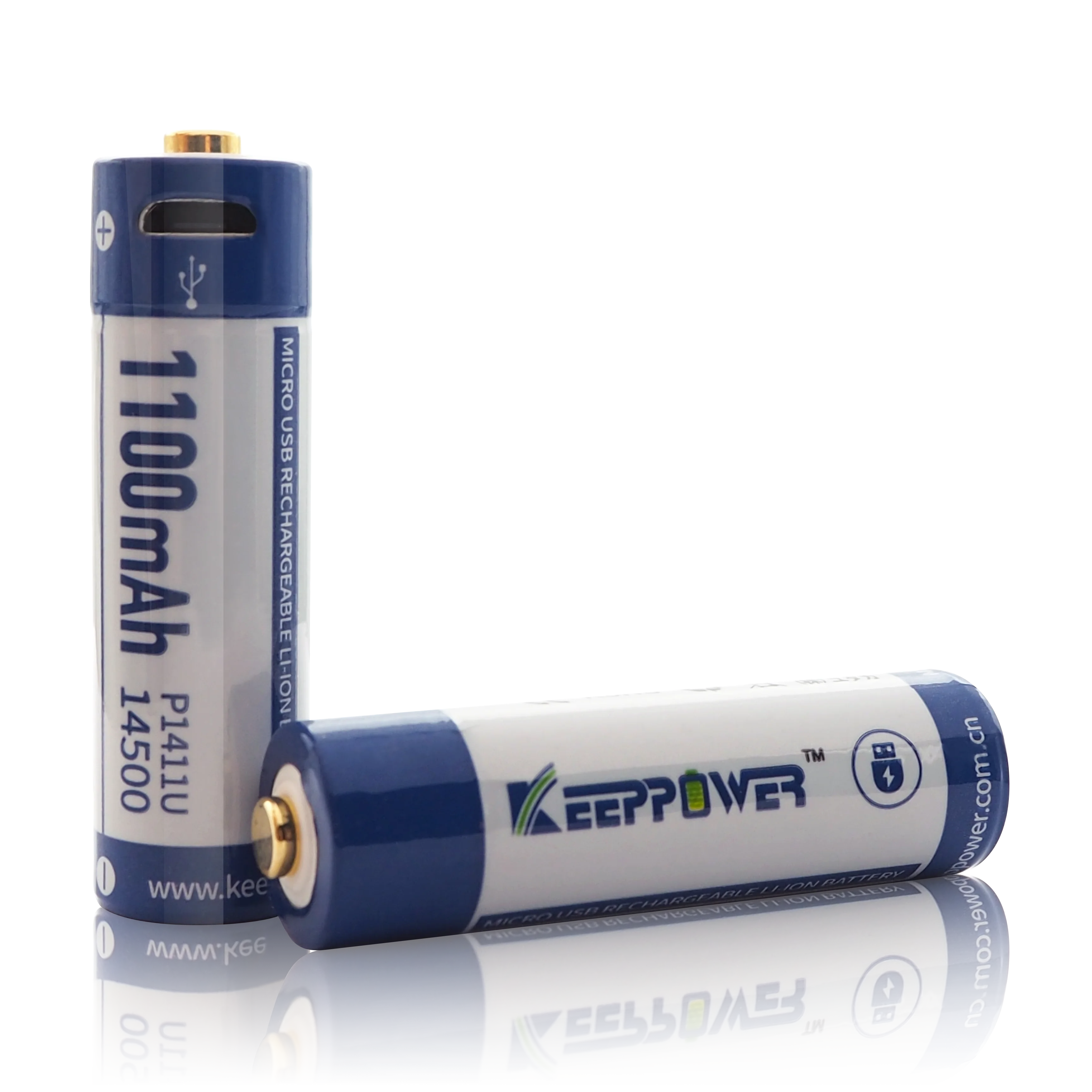 Литиевая аккумуляторная батарея Keeppower P1411U Micro USB 14500, 3,6 В, 1100 мАч, пара