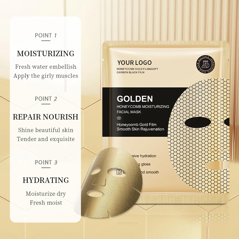 Wholesale gold mask Honey Hydrating Moisturizing Anti-aging Honeycomb soft carbon double membrane cloth Facial Sheet Mask