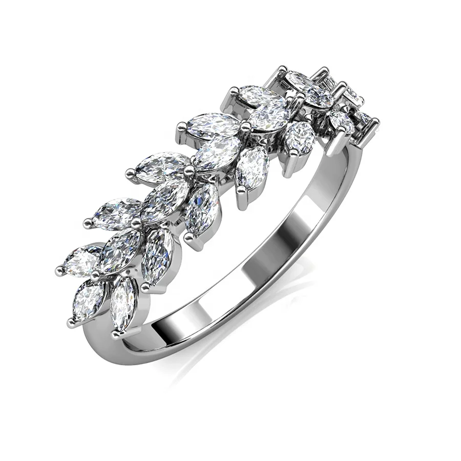  Destiny Jewelry новые роскошные брендовые ювелирные изделия 2021 CZ позолоченные кольца вечности с оливковым листом для женщин