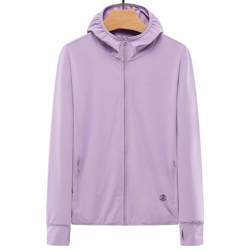 Summer new knitted sunscreen couple hooded ice silk breathable skin windbreaker UV protection UPF50+