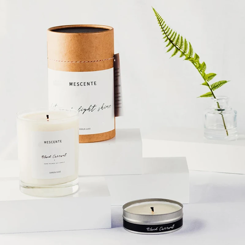 Mescente luxury customised private label decoration 100% soy highly scented hand poured soy candles
